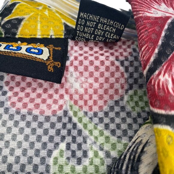 Vtg ODO Hawaiian Shirt XL Mesh Coconut Buttons 90s y2K Resort Cruise Beach Wear - Picture 6 of 9